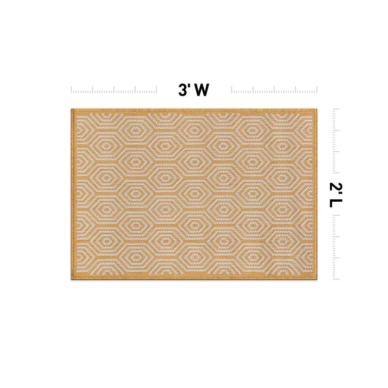 World Rug Gallery Modern Geometric Textured Flat Weave Indoor/Outdoor Area Rug