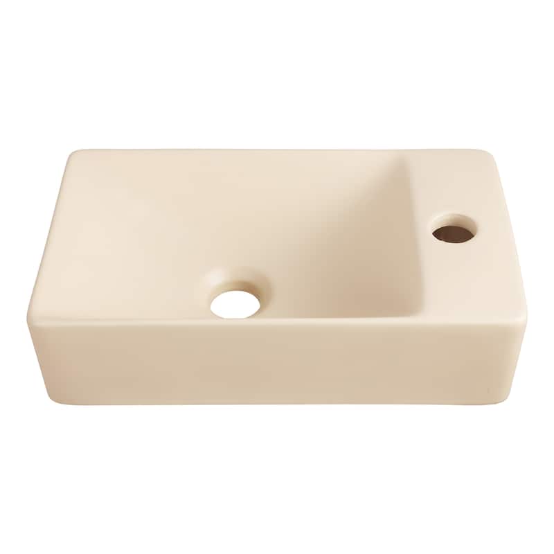 Felix Modern Wall Mounted Rectangular Ceramic Mini Sink, By JONATHAN Y - Matte Beige