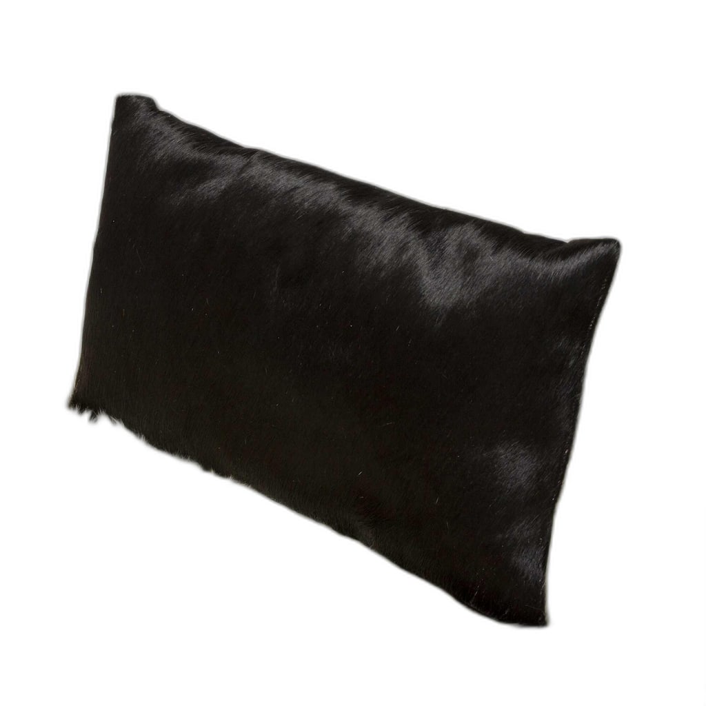 HomeRoots 12" X 20" X 5" Black Cowhide Pillow