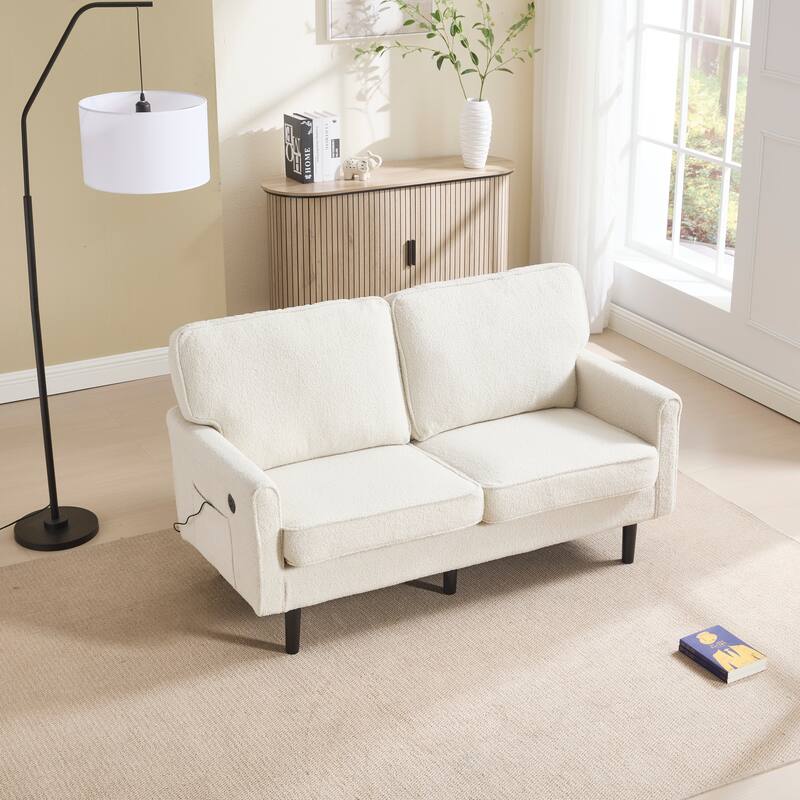 Multifunctional 2-Seater Loveseat Couch with USB & Charging Ports, Sofa Couch Lounge Sofa with Armrests