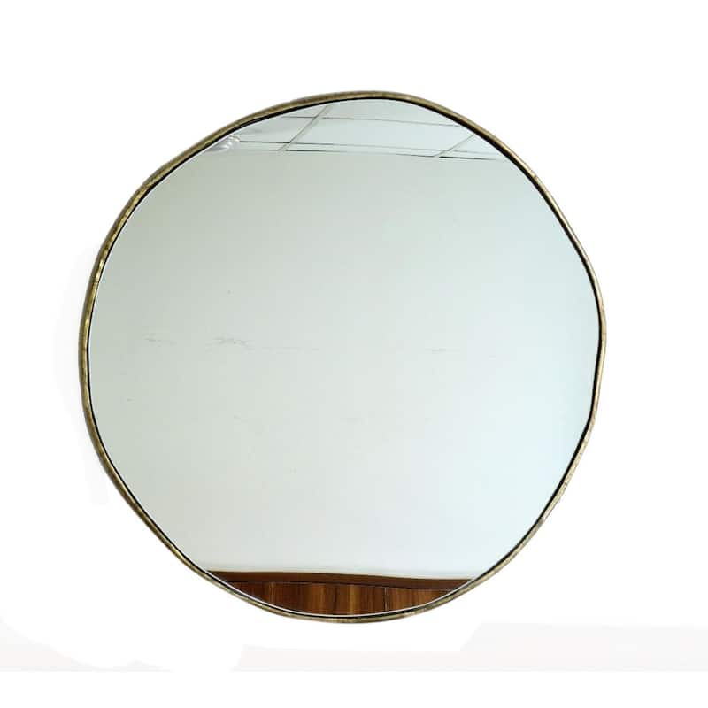 Brass-Finish Round Wall Mirror - 24" - Bronze