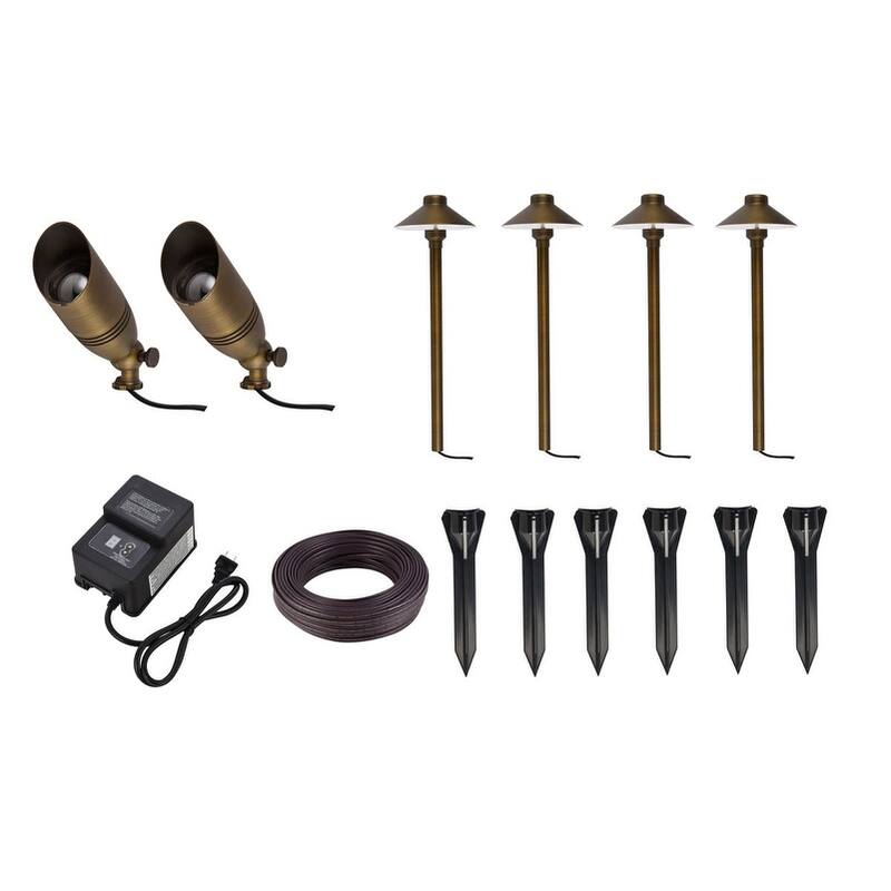Elegant Lighting KIT10204 Landscape Lighting Set with 2 Accent Lights - Antique Brass