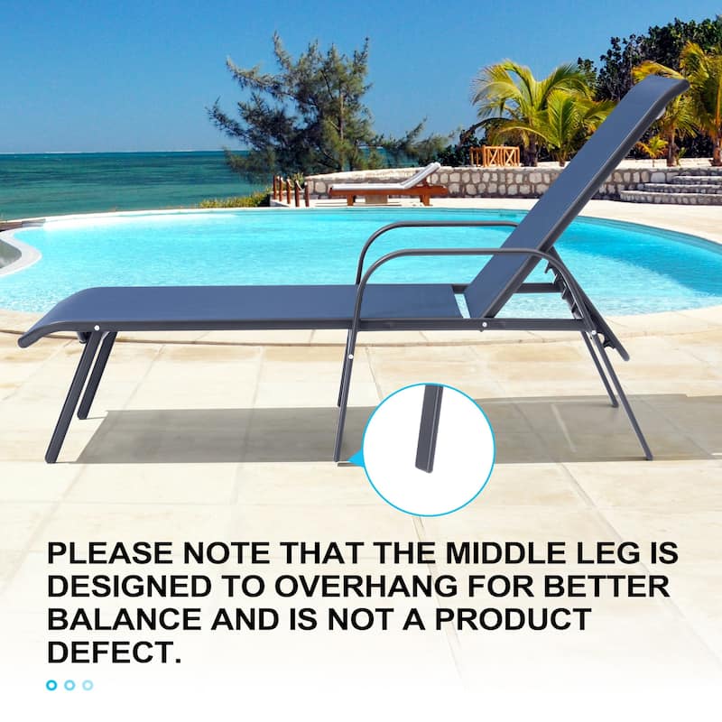 Outdoor Patio Lounger Adjustable Chaise Lounge Chairs with Arms (Set of 2/4)
