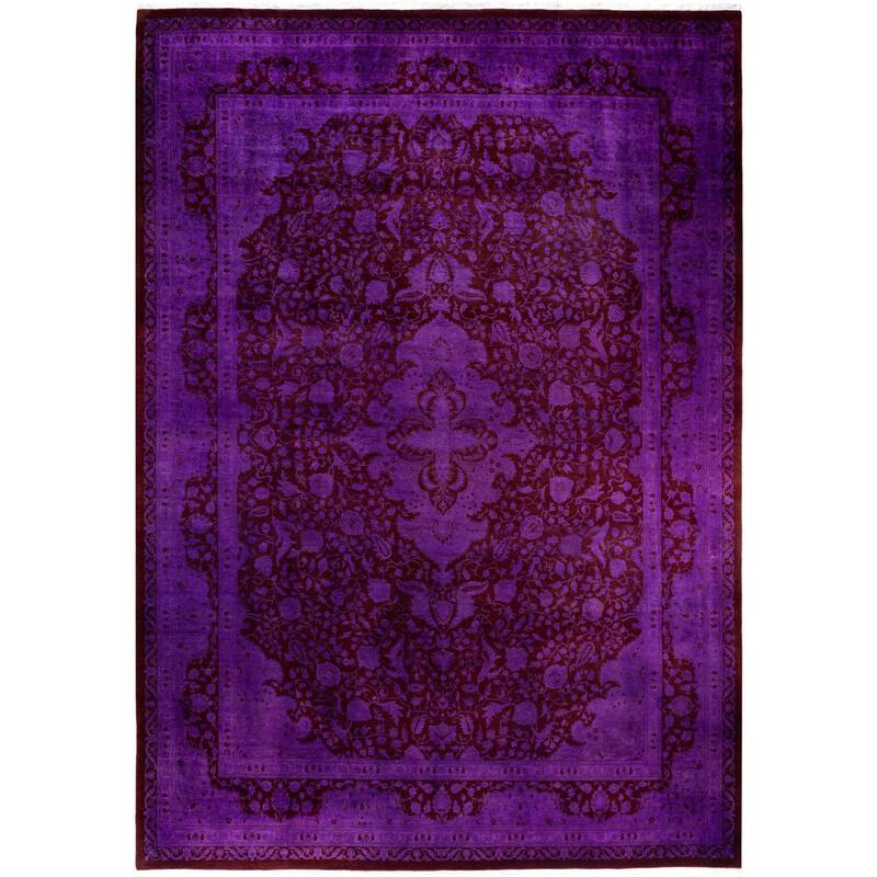 Overdyed One-of-a-Kind Hand-Knotted Area Rug - Purple - 10' 2" x 14' 4"