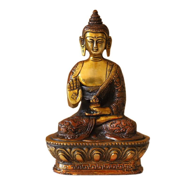Cottage Handicraft ,Buddha with Free Elephant Gift - 12 cm x 7 cm x 17 cm
