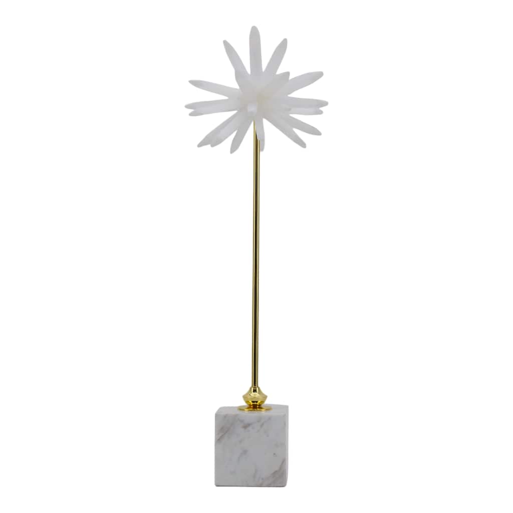 Stone and Marble Starburst Decorative Object with Geometric Base