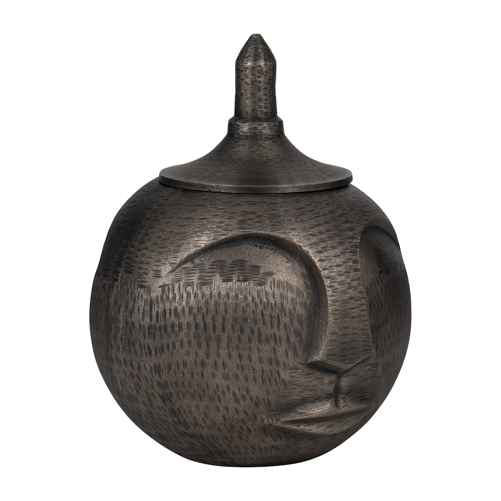 Sagebrook Home Metal Face Jar With Lid - 10" x 10" x 13"