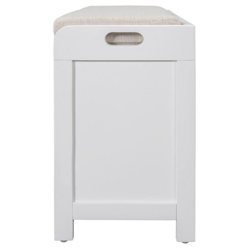 Storage Bench Entryway Bench with Removable Basket and 2 Drawers, with Removable Cushion for Living Room