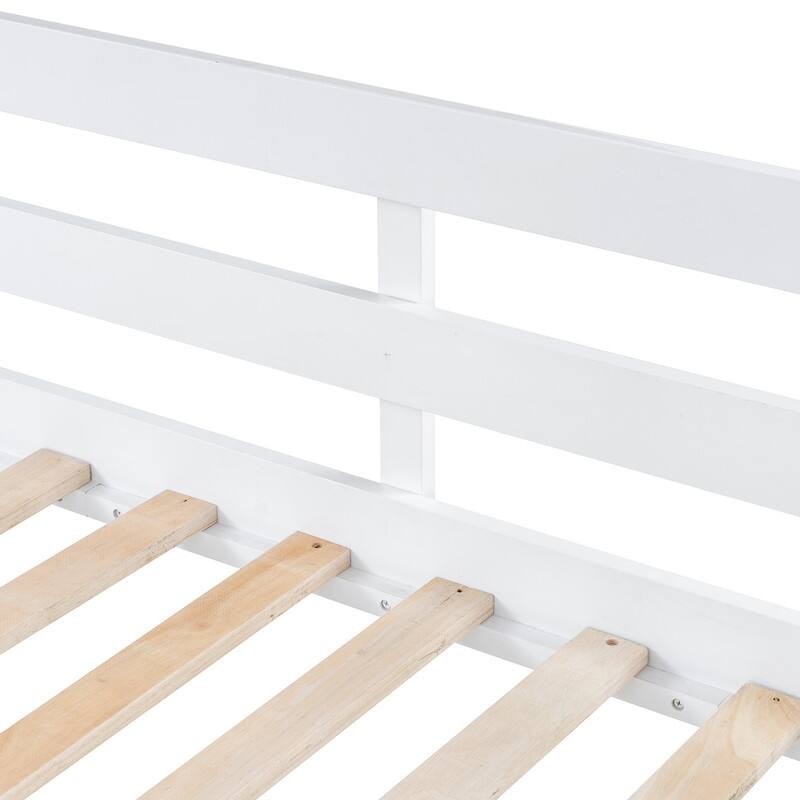 Twin size Loft Bed with Drawers, Cabinet, Shelves and Desk, Wooden Loft Bed with Desk - White