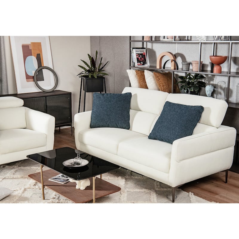 Gymax Modern Loveseat 72.5'' Fabric Sofa Couch w/ Adjustable Headrest