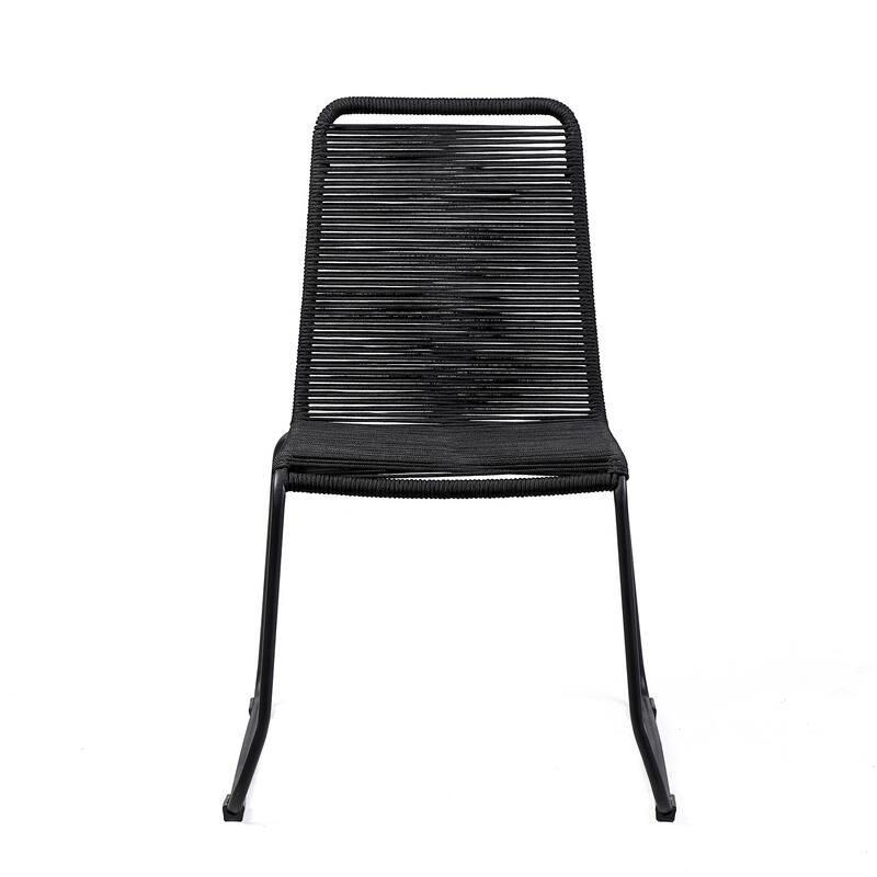 Shasta Metal and Rope Outdoor Patio Stackable Dining Chairs - Set of 2