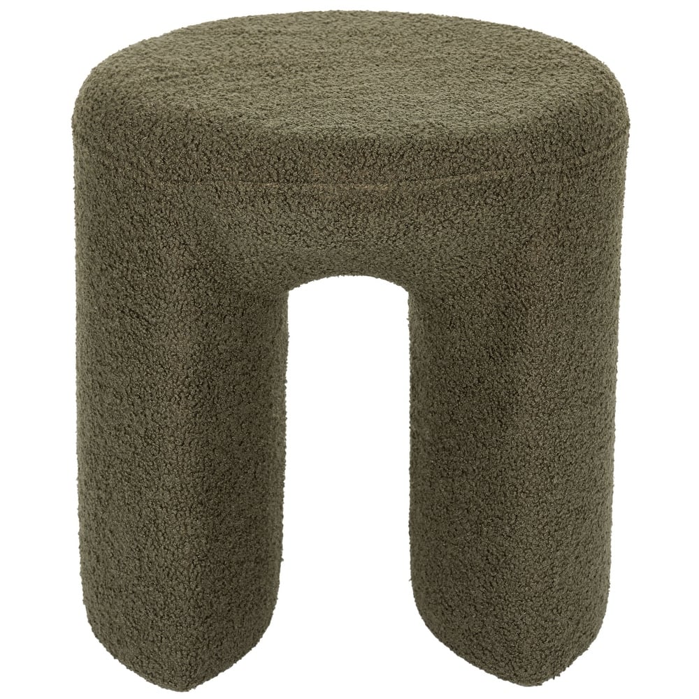 Aria Home Teddy Horseshoe Stool Plush Accent Seat Brown Cream Green