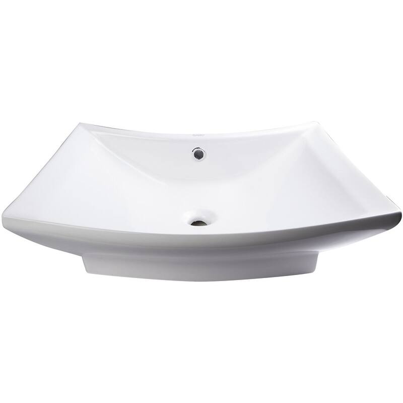 Eago 28-3/8" Rectangular Porcelain Bathroom Sink with Single Hole - White
