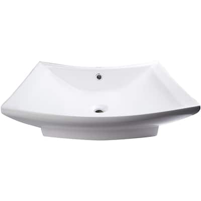 Eago 28-3/8" Rectangular Porcelain Bathroom Sink with Single Hole