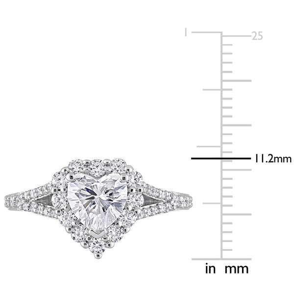 Miadora 1 1/2ct DEW Heart-cut Moissanite Halo Split Shank Engagement Ring in Sterling Silver