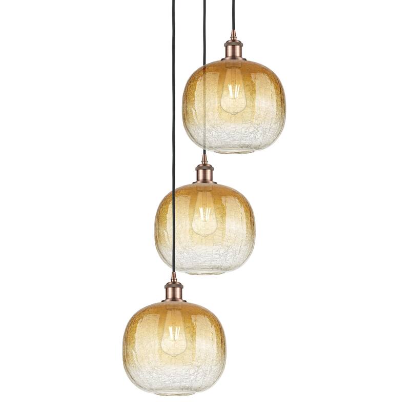 Innovations Lighting 113B-3P-37-17 Brookhaven Sphere Pendant - Antique Copper / Amber