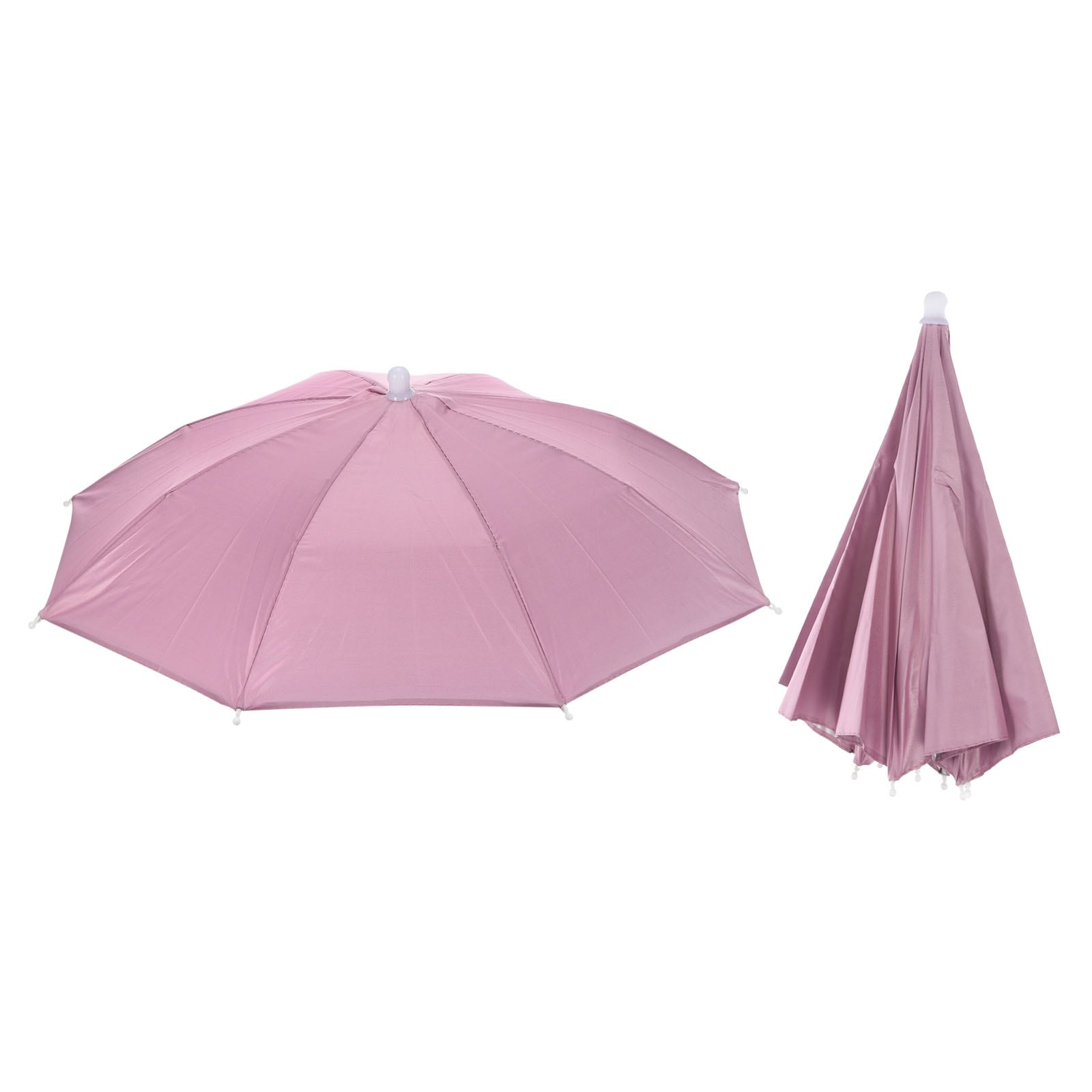 2Pcs 20 Fishing Umbrella Hat Folded Sun Rain Cap Head Umbrella Pink