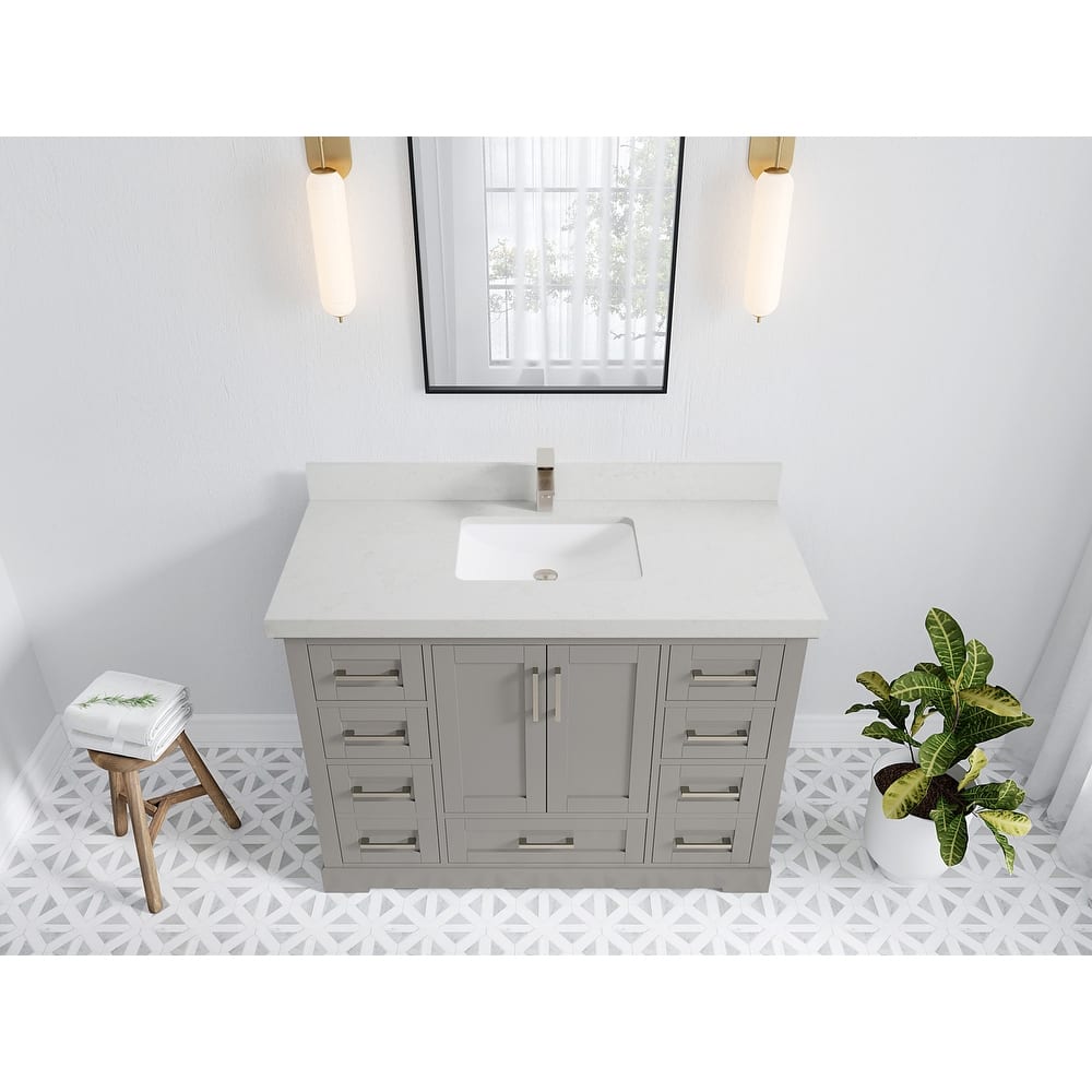 Willow Collection 48 in W x 22 in D x 36 in H Boston Single Bowl Sink Bathroom Vanity with Countertop