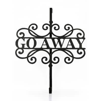 National Tree Company Halloween 'Go Away' Metal Wreath Hanger, Black, 17 Inches - 17 in