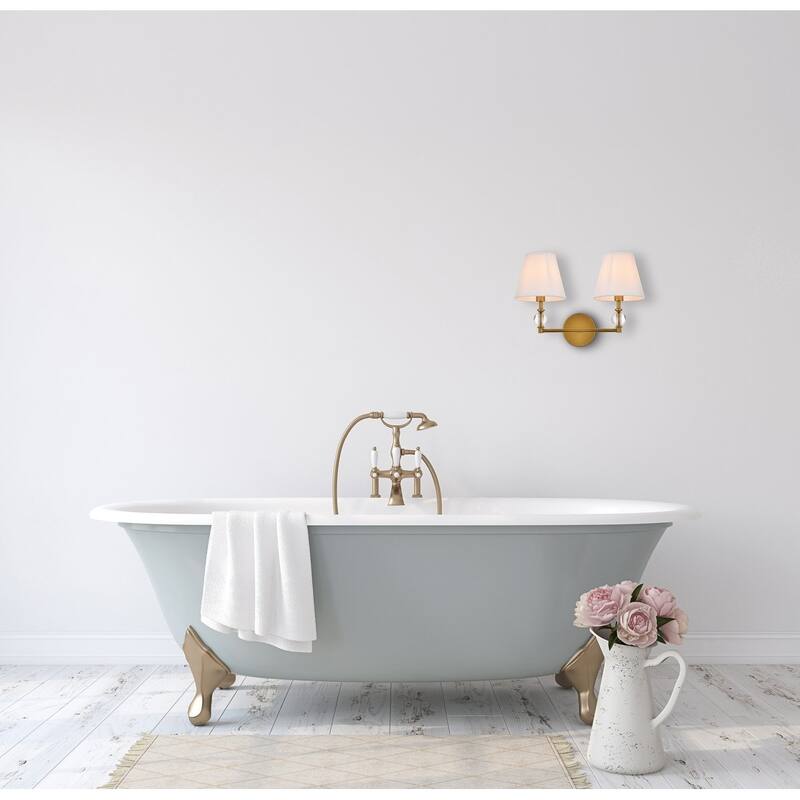 Bella 2-light Bath Sconce with White Fabric Shade