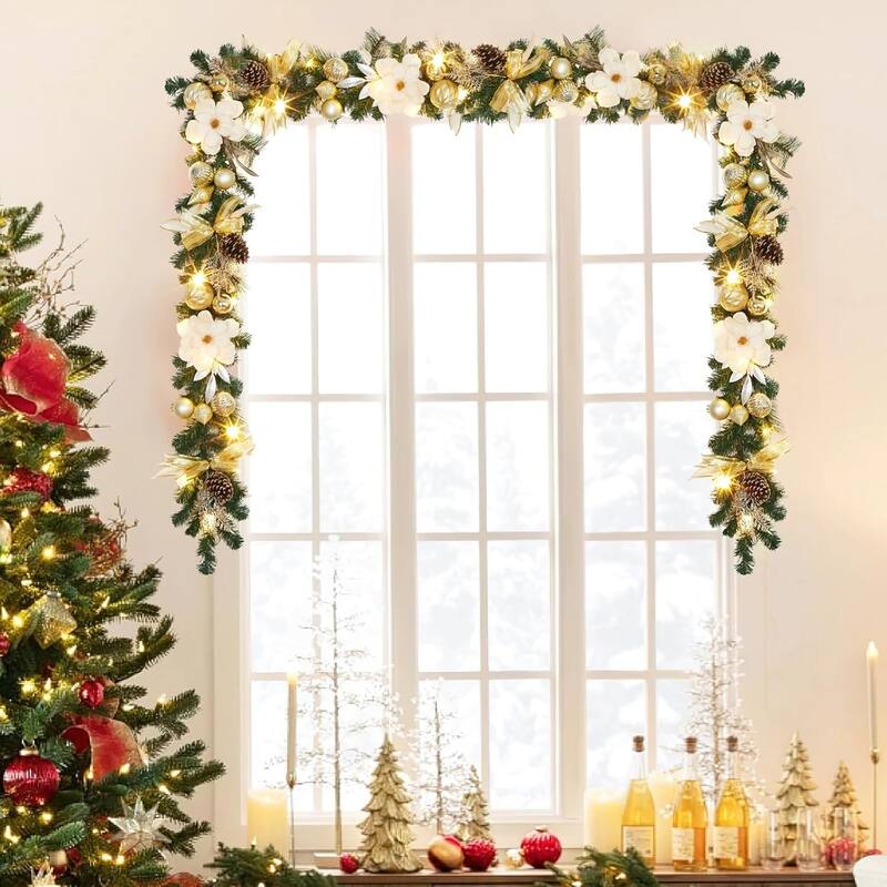 6-Ft Pre-Lit Christmas Wreath With 20 Leds Battery Powered Suitable - N/A