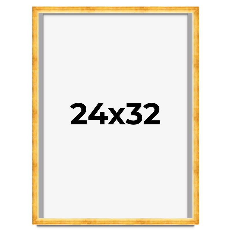 24x32 Shadow Box Frame Gold | 1.625 Inches Deep Real Wood Traditional