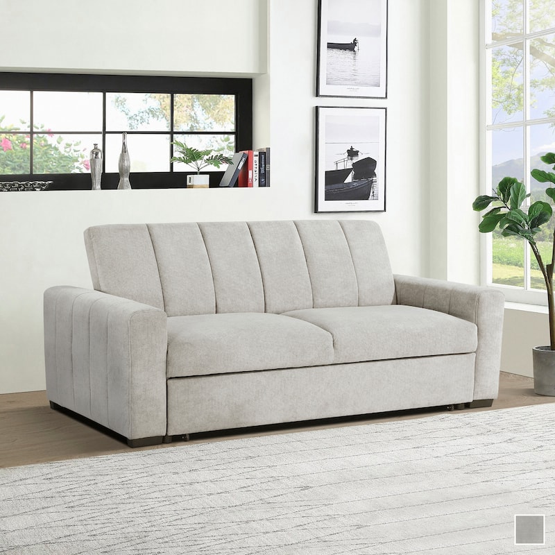 Crestview Textured Fabric Convertible Sofa with Pull-out Bed