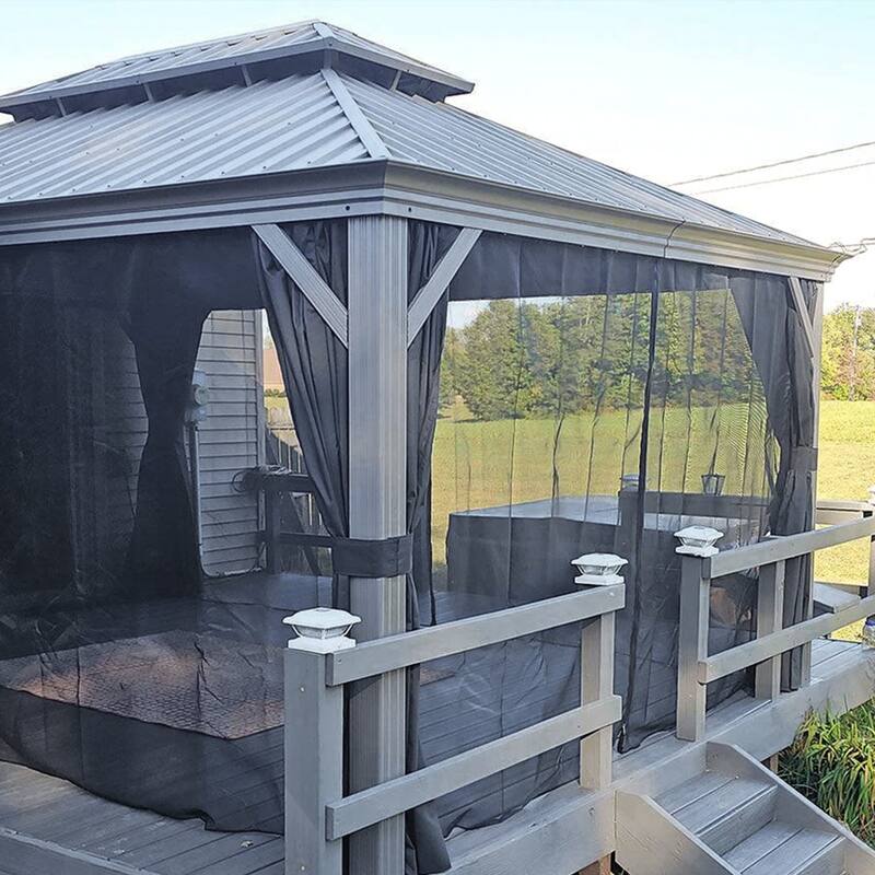 PURPLE LEAF Outdoor Gazebo Aluminum Frame Galvanized Steel Hardtop Gazebo with Bulbs