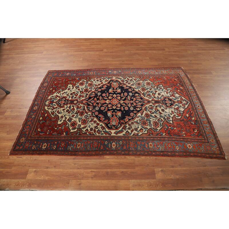 Pre-1900 Antique Sarouk Farahan Persian Rug Hand-Knotted Wool Carpet - 4'3" x 6'2"