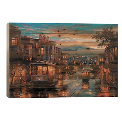 Cable Car Heaven Print On Wood by Evgeny Lushpin - Multi-Color