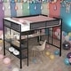 preview thumbnail 1 of 13, Metal Full Size Loft Bed with Wood Slat,Built-in Desk,2-tier Shelves Black