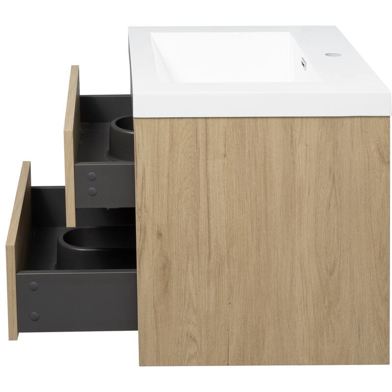 24"/30"/36"Wall Mounted Bathroom Vanity w/ Sink and Soft Close Drawers