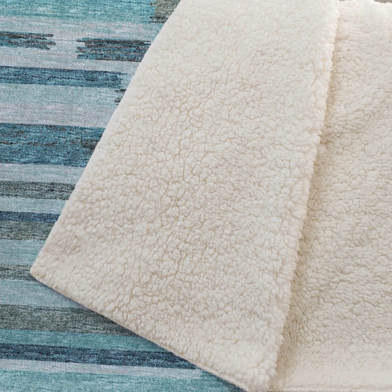Premium Machine Washable ASB114 Modern Stripes Sherpa Throw Blanket
