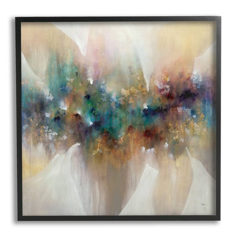 Stupell Abstract Expressive Painting Modern Blue Green Purple Tones Framed Wall Art - 12 x 12 - Black