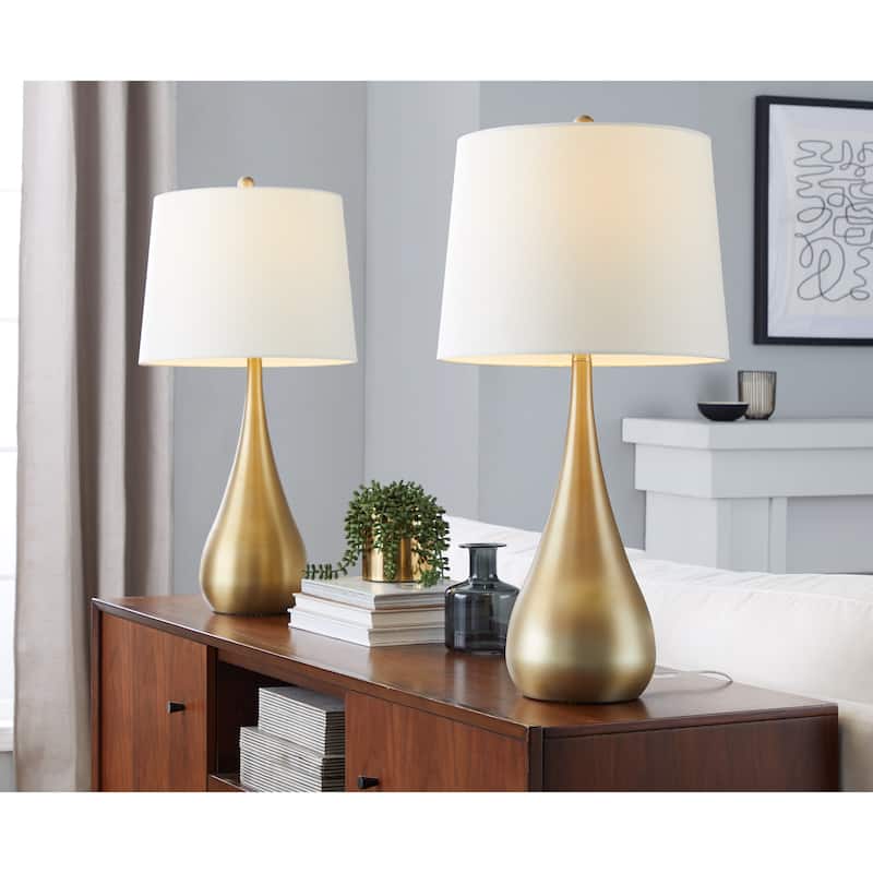 Silver Orchid Stone 29" Table Lamp with Empire Shade (Set of 2)