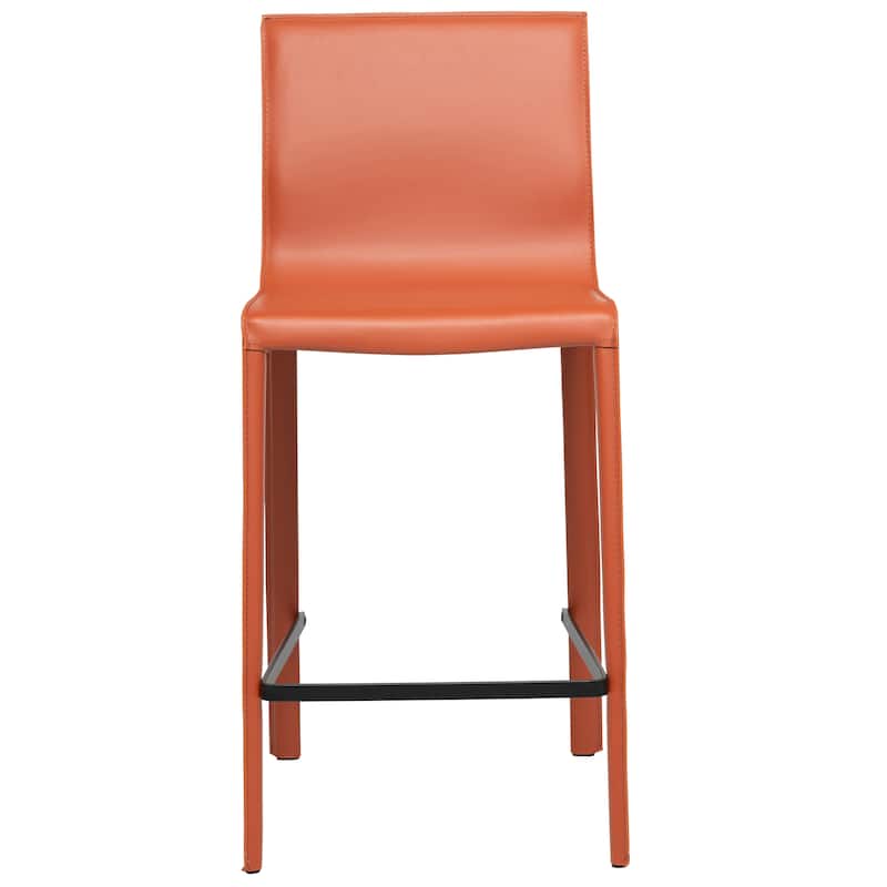 STAN Modern Leather Counter Stool - Terracotta