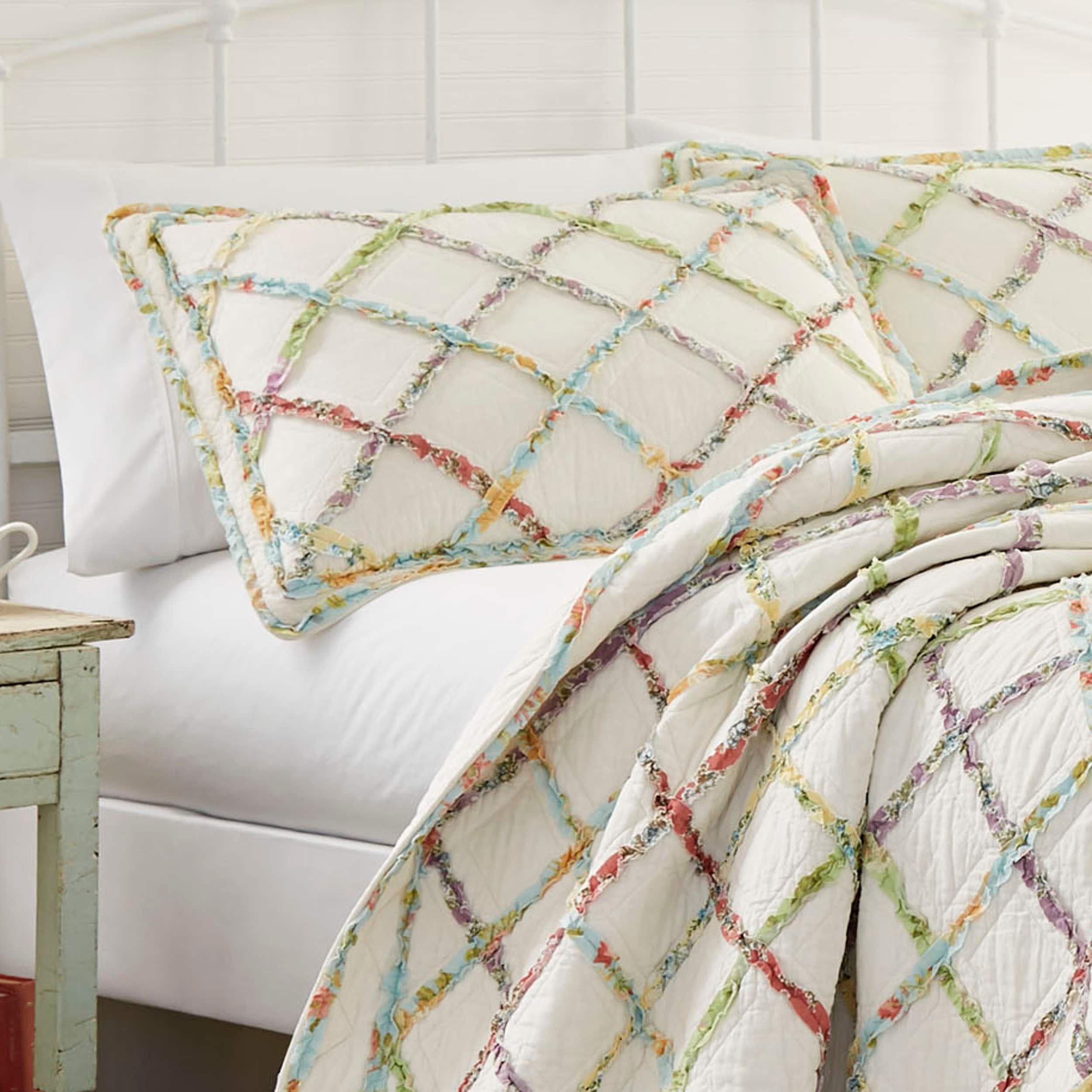 Laura Ashley Ruffle Garden Multicolor Cotton Quilt On Sale Bed Bath