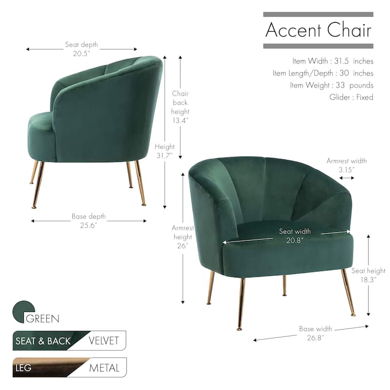 Porthos Home Skye Tufted Velvet Chrome Leg Accent Chair