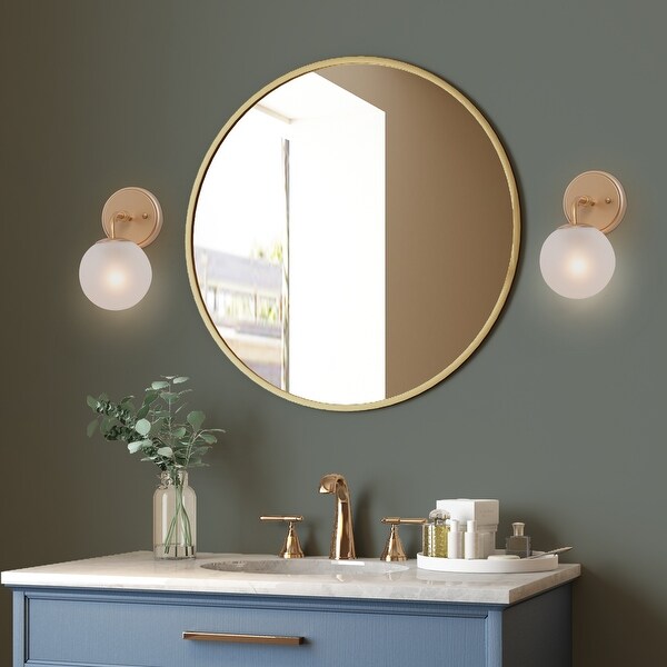 Ciare Modern Gold Mini Wall Sconces Orb Bathroom Vanity Lights Frosted Glass LED Bulbs Rose Gold L5.5 x W7.5 x H 10