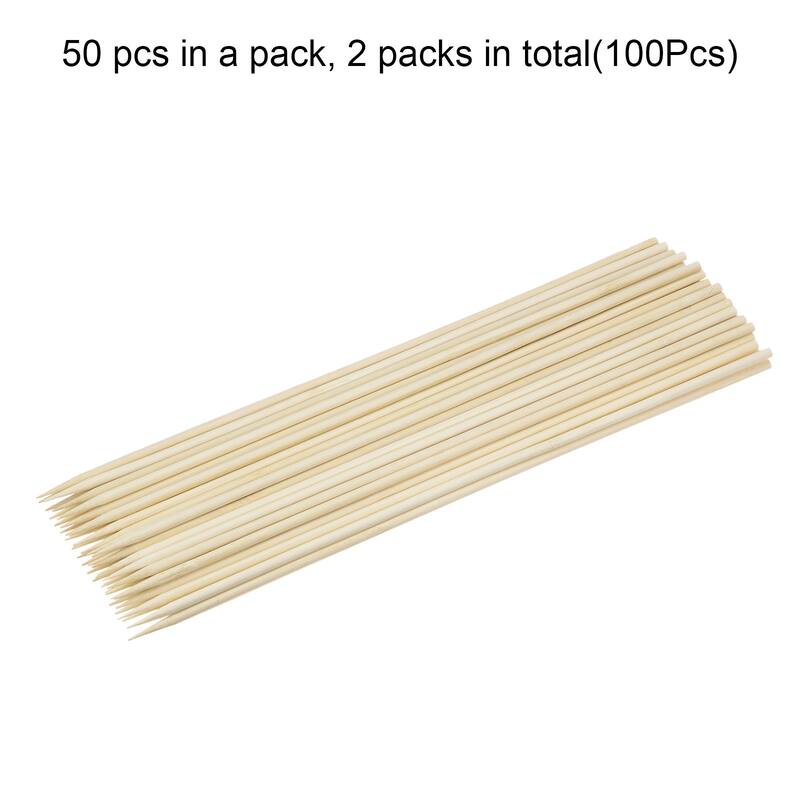 100pcs Bamboo Skewers Sticks 18 Inch 5mm Dia Natural Wooden Cocktail Picks - 18"