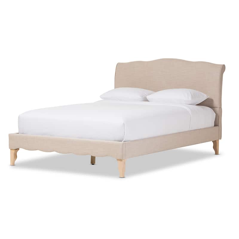 French Flair Platform Bed - Wooden Slatted Base, Rubberwood Frame - Elegant Bedroom Furniture