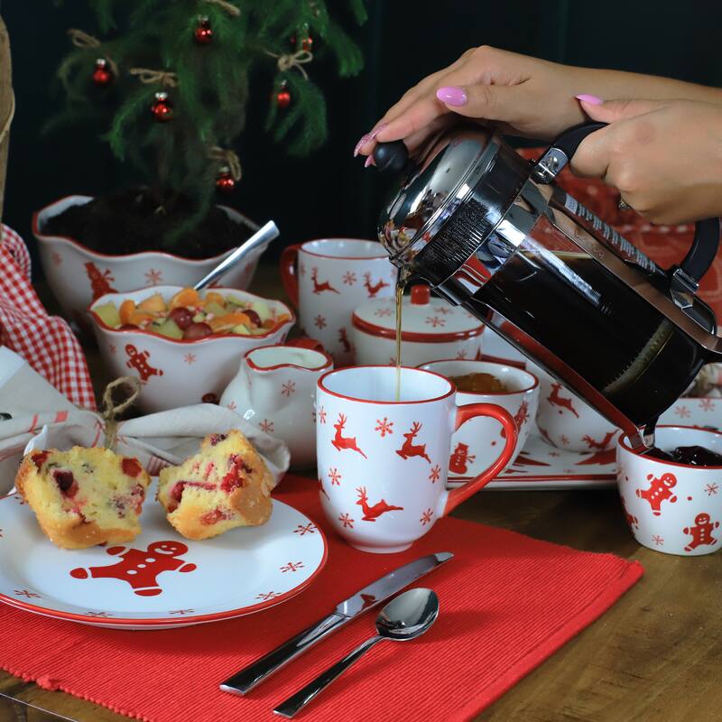 Euro Ceramica Winterfest 4 Piece 12 oz Mugs Set