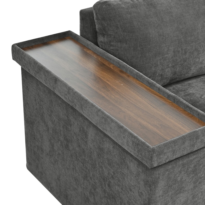 91.5 Inch L Shaped Couch with Pull Out Bed