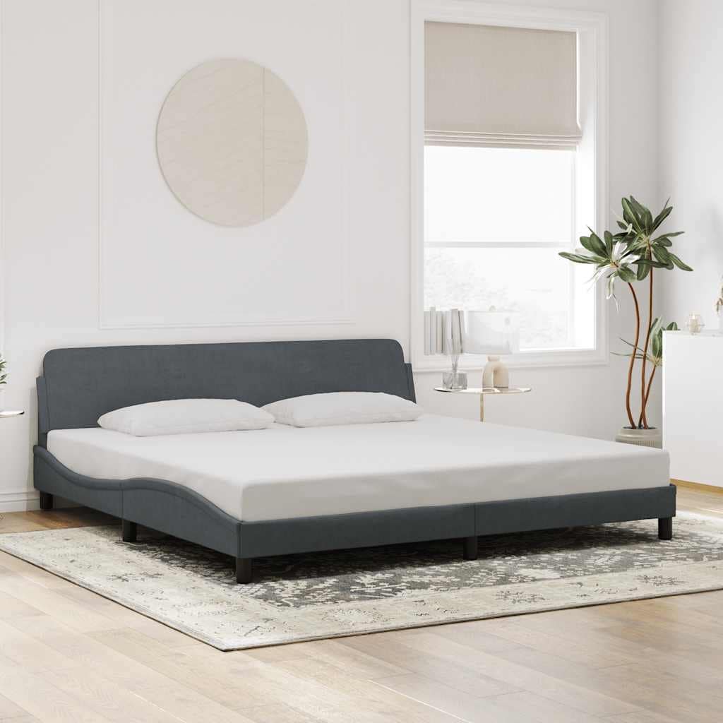 vidaXL Bed Frame with Headboard Light Gray 72"x83.9" California King Velvet