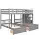 preview thumbnail 17 of 16, Triple Bunk Bed with Stairs and Storage, Full Over Twin & Twin Bunk Bed for 3, Wooden Bunk Bed