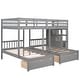 preview thumbnail 4 of 38, Wood Triple Bunk Bed with Drawers and Guardrails