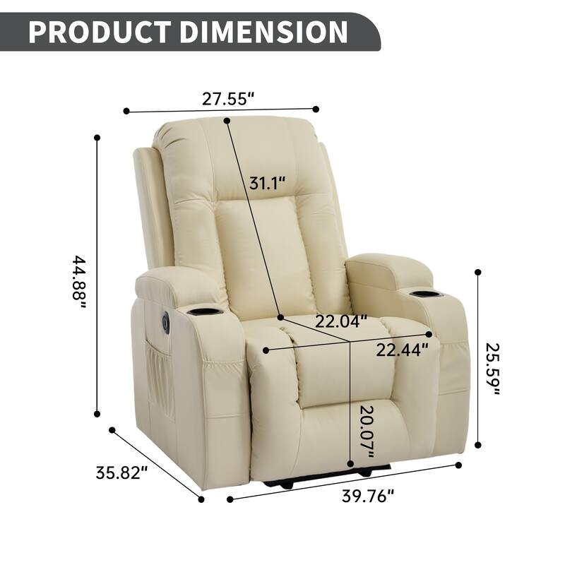 PU Infinite Position Up to 350 LBS Power Lift Recliner Chair for Elderly, Heavy Duty Motion Mechanism