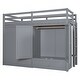 preview thumbnail 13 of 18, Gray Twin Size Solid Wood Loft Bed with Drawer and Wardrobes