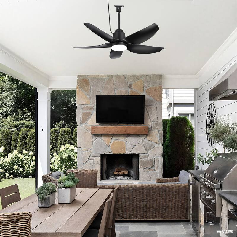 42"/52" Waterproof 5-Blade Outdoor Ceiling Fan with LED Light and Remote