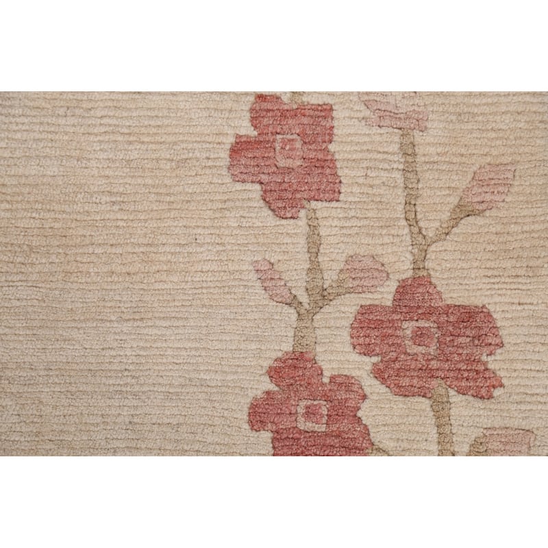 Vegetable Dye Nature Print Nepalese Wool Area Rug Hand-knotted Carpet - 5'6" x 7'7"